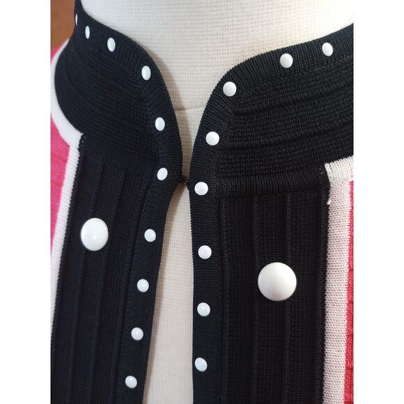 Ming Wang Women's Open Front Cardigan Pink Sz M Textured Old Money Barbie - Picture 4 of 8